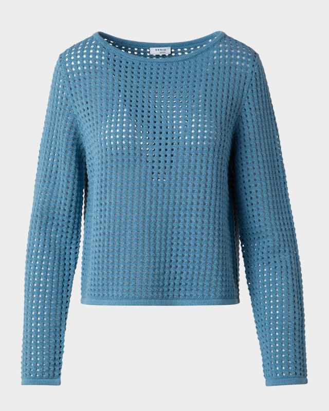 Chunky Cotton Mesh Boatneck Sweater